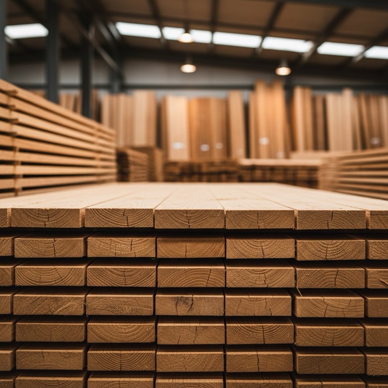 Premium certified timber planks in sawmill - Chain of Custody