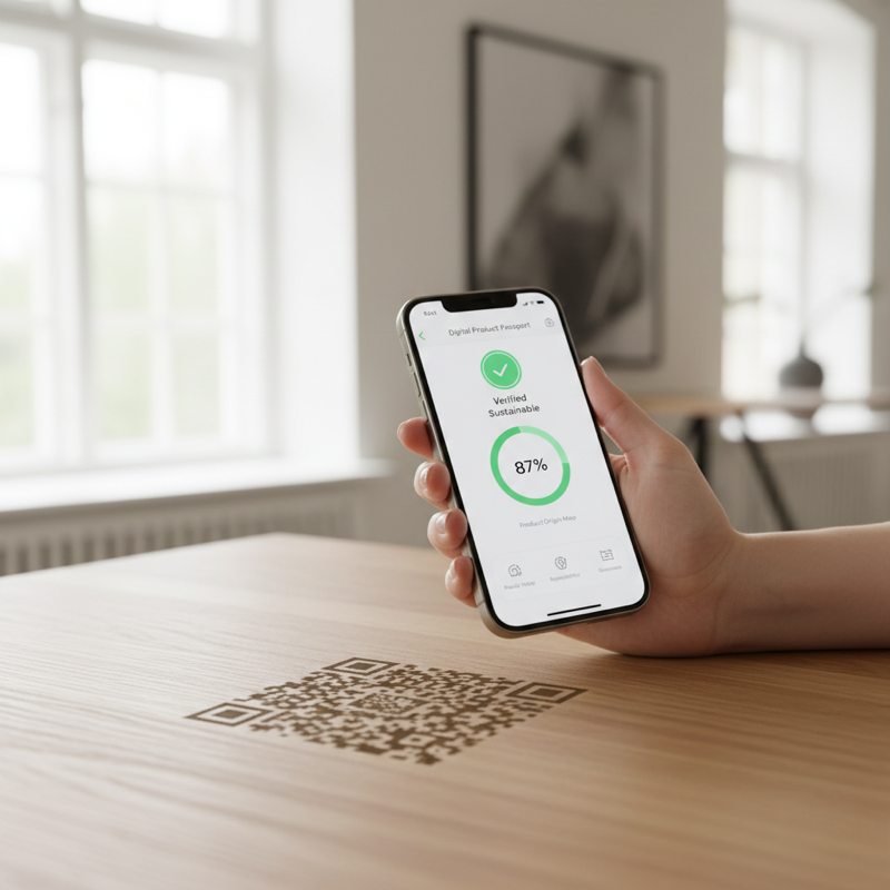 Customer scanning product QR code